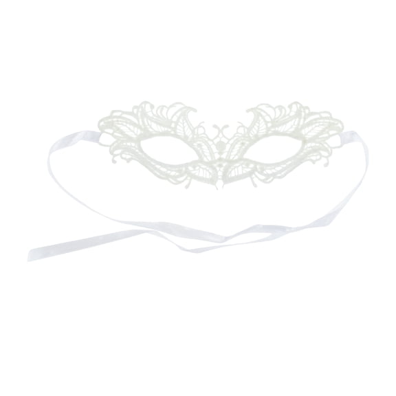 Unique Bargains 1 Box Elegant Lace Half Face Party Mask White Pattern 4