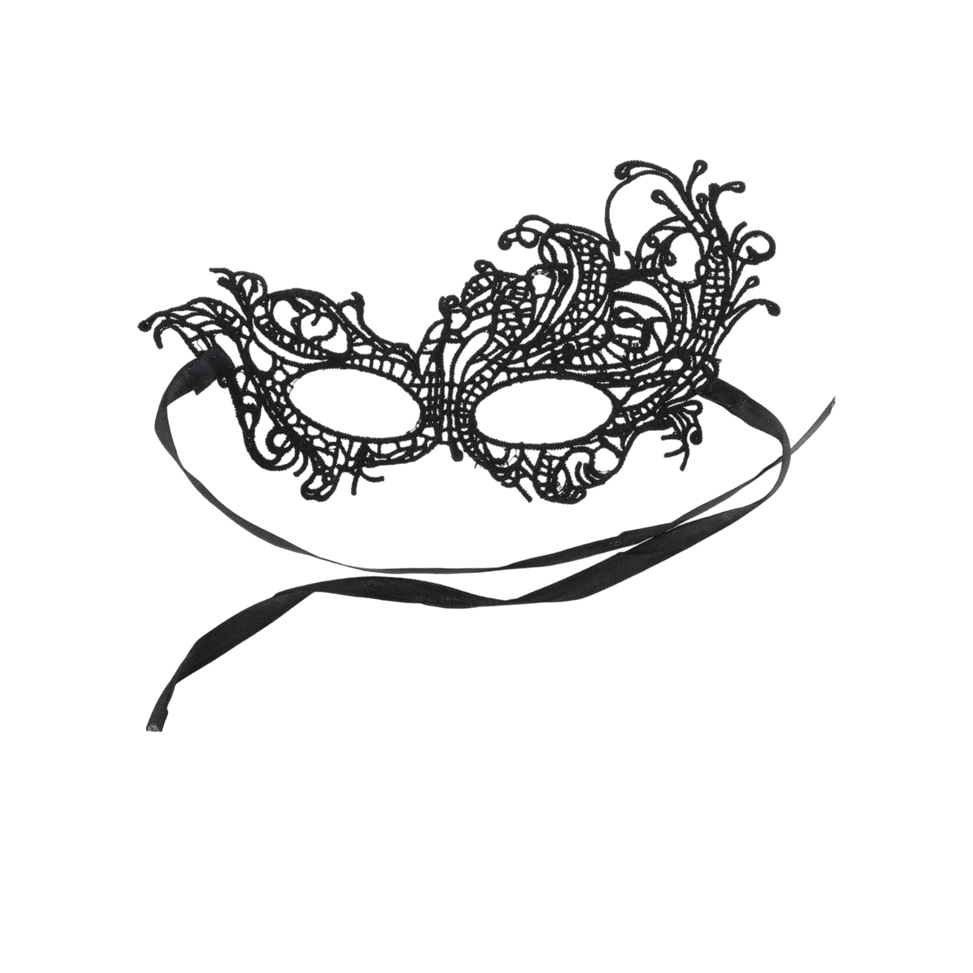 Unique Bargains Elegant Lace Half Face Party Mask in Black 1 Pcs Black Pattern 14