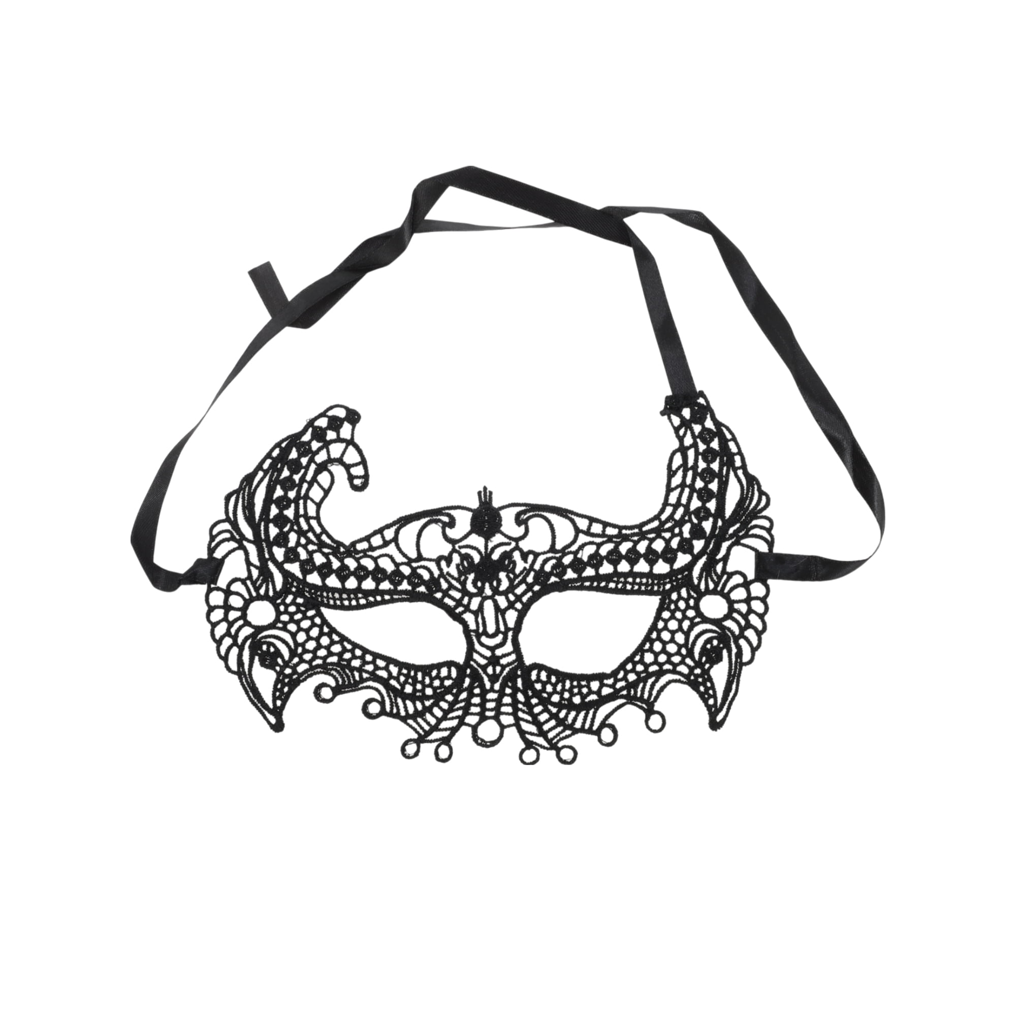 Unique Bargains Elegant Lace Half Face Party Mask in Black 1 Pcs Black Pattern 7