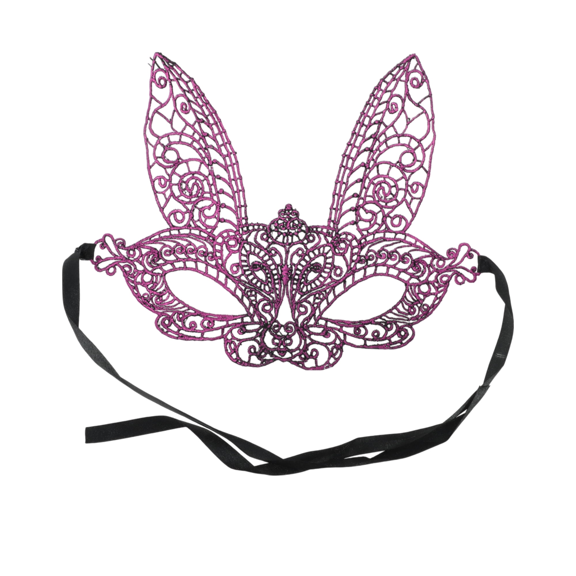 Unique Bargains 1 Box Elegant Lace Long-Ear Bunny Half Face Party Mask ...