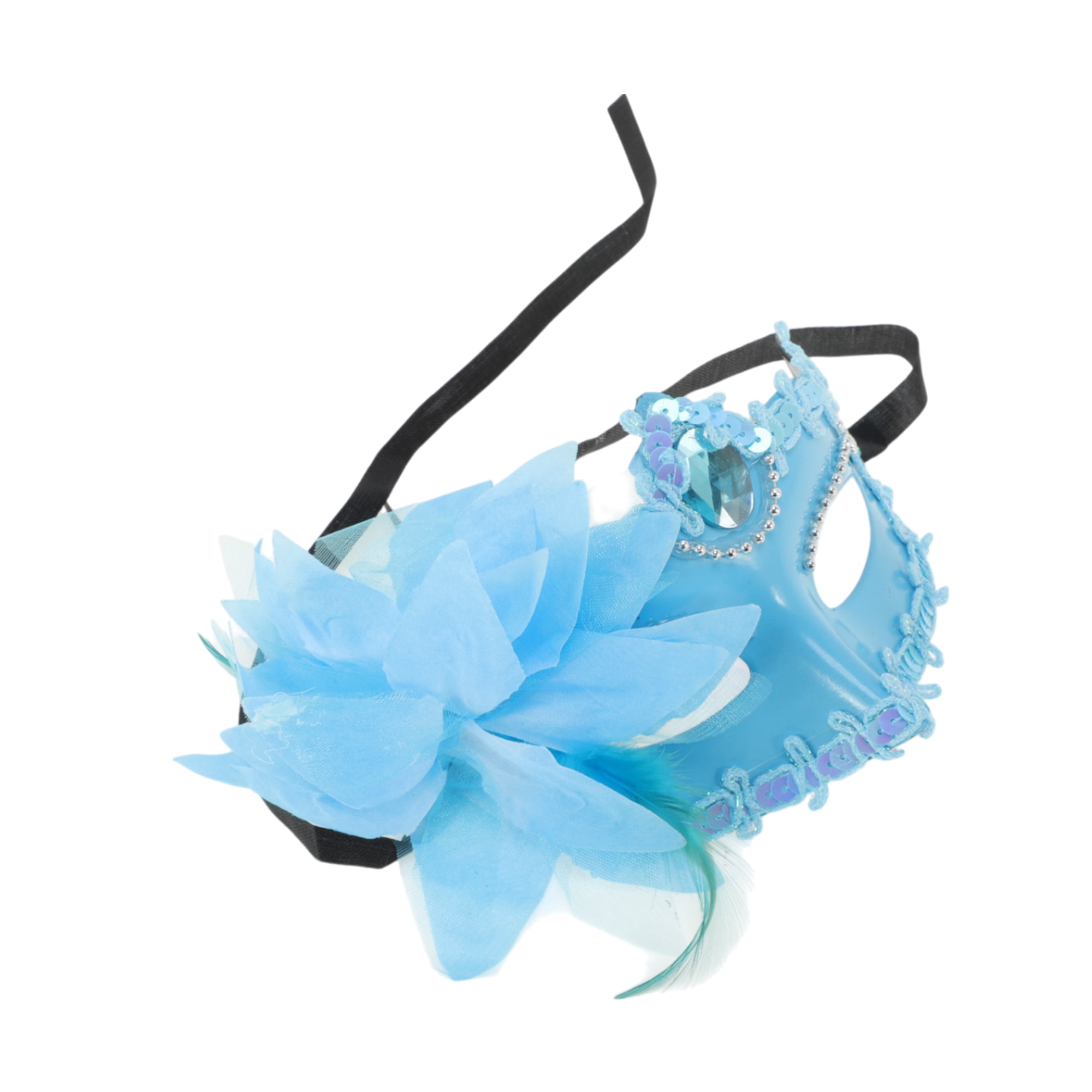 Unique Bargains 1 Pack Elegant Lily Princess Half Face Party Mask Blue