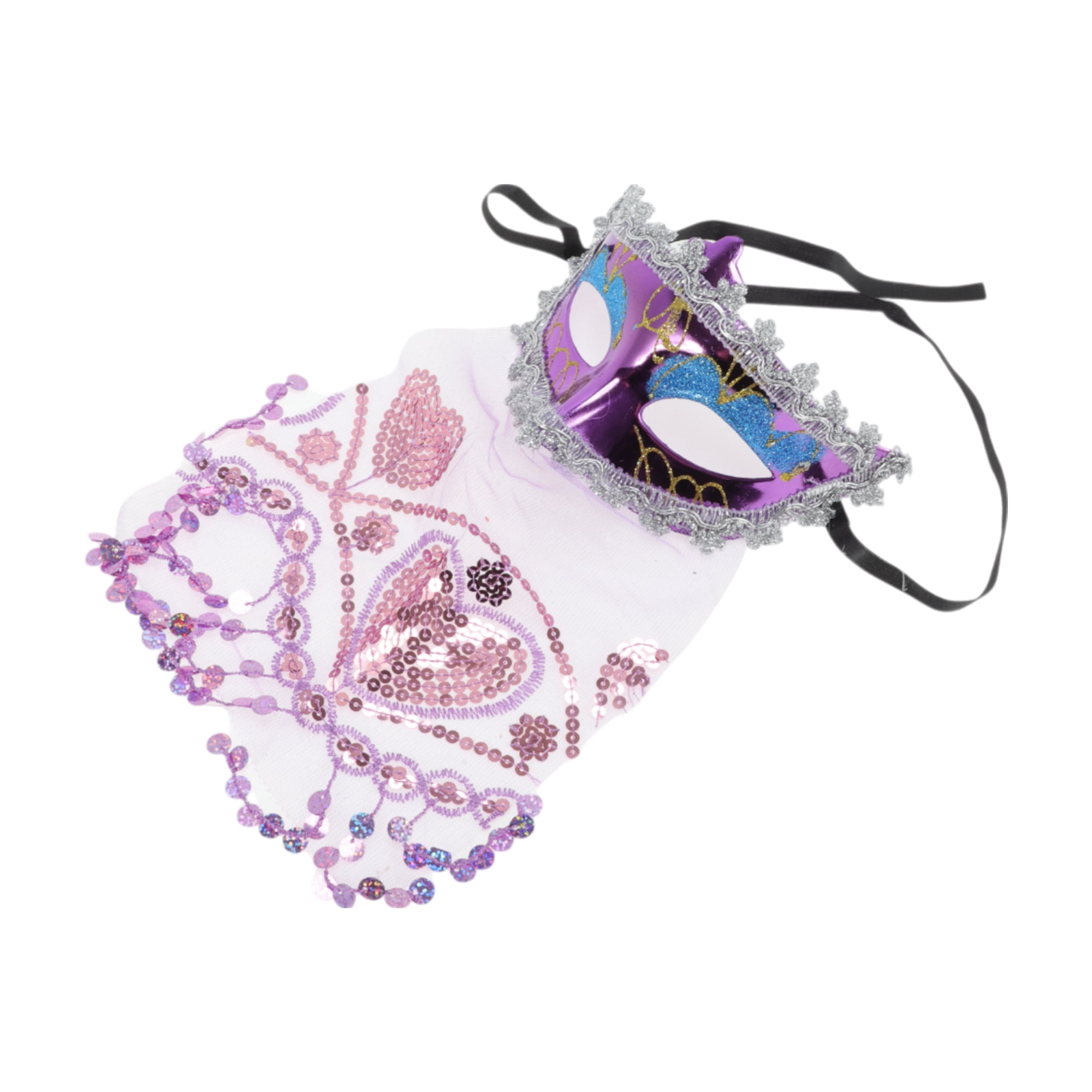 Unique Bargains 1 Pack Elegant Veiled Half Face Party Mask Purple