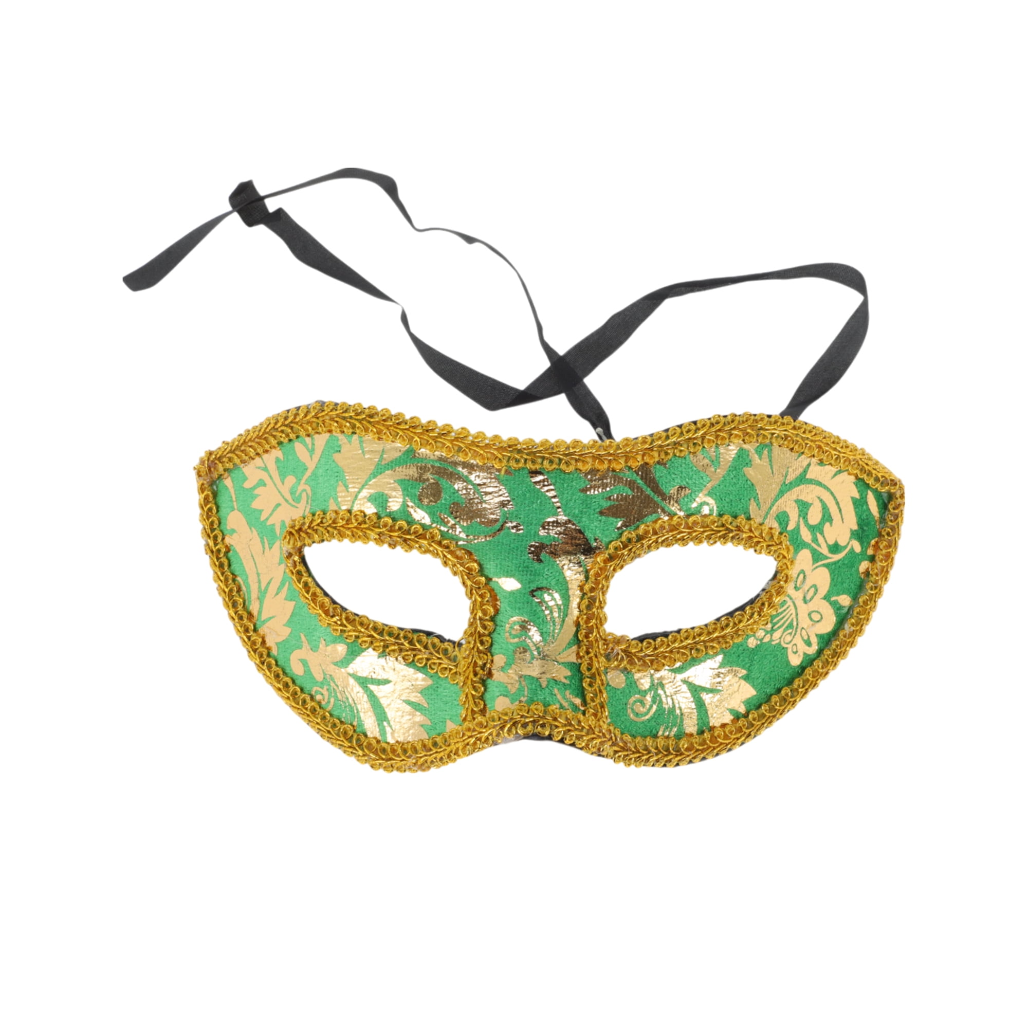 Unique Bargains 1 Pack Jazz Cloth-Wrapped Flat Head Half Face Party Mask Green