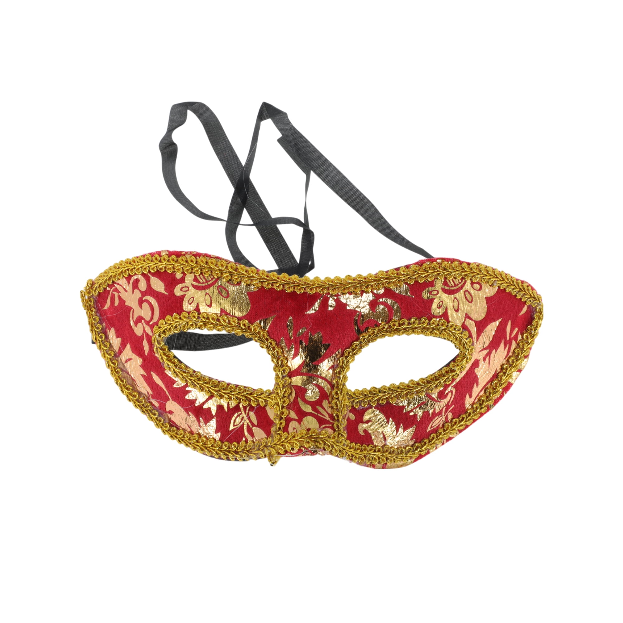 Unique Bargains 1 Box Jazz Cloth-Wrapped Flat Head Half Face Party Mask Red