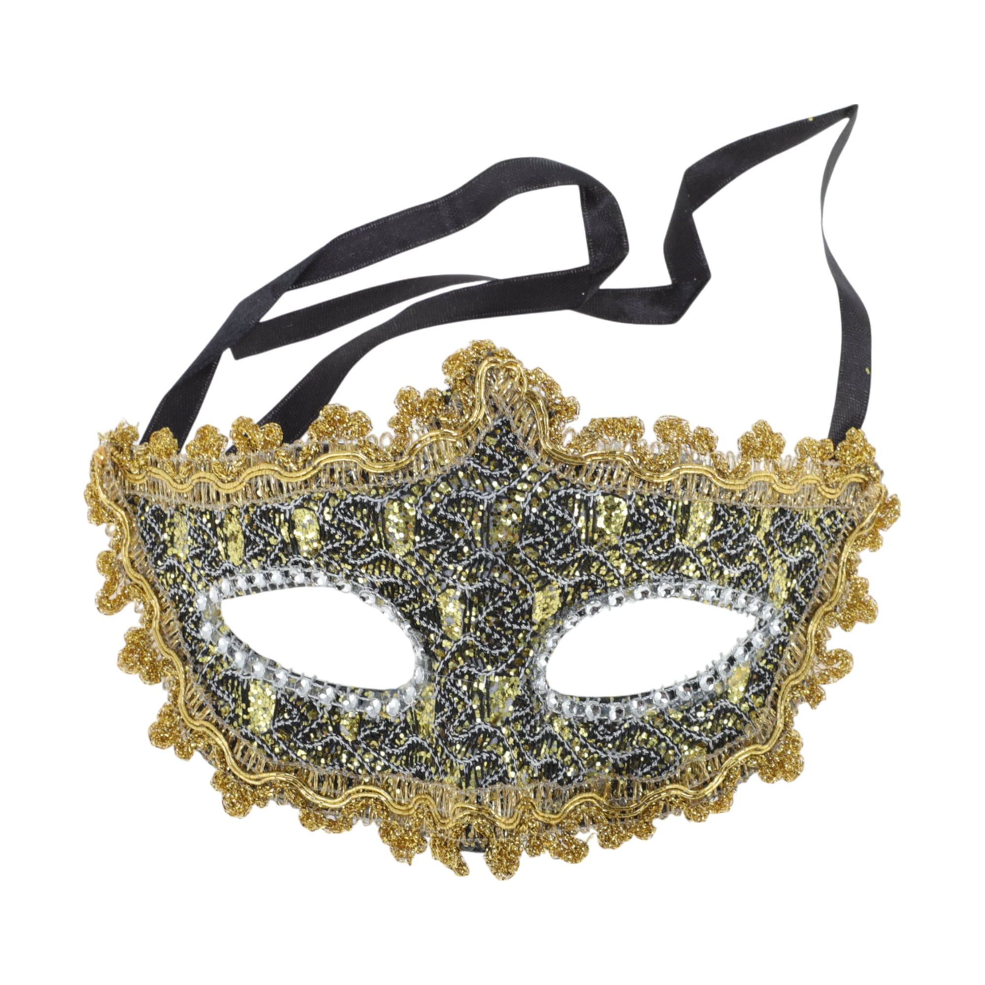 Unique Bargains 1 Pack Pointed Head Dragon-Design Half Face Mask Black, Gold Tone
