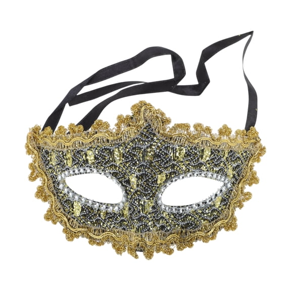 Unique Bargains 1 Pack Pointed Head Dragon-Design Half Face Mask Black, Gold Tone
