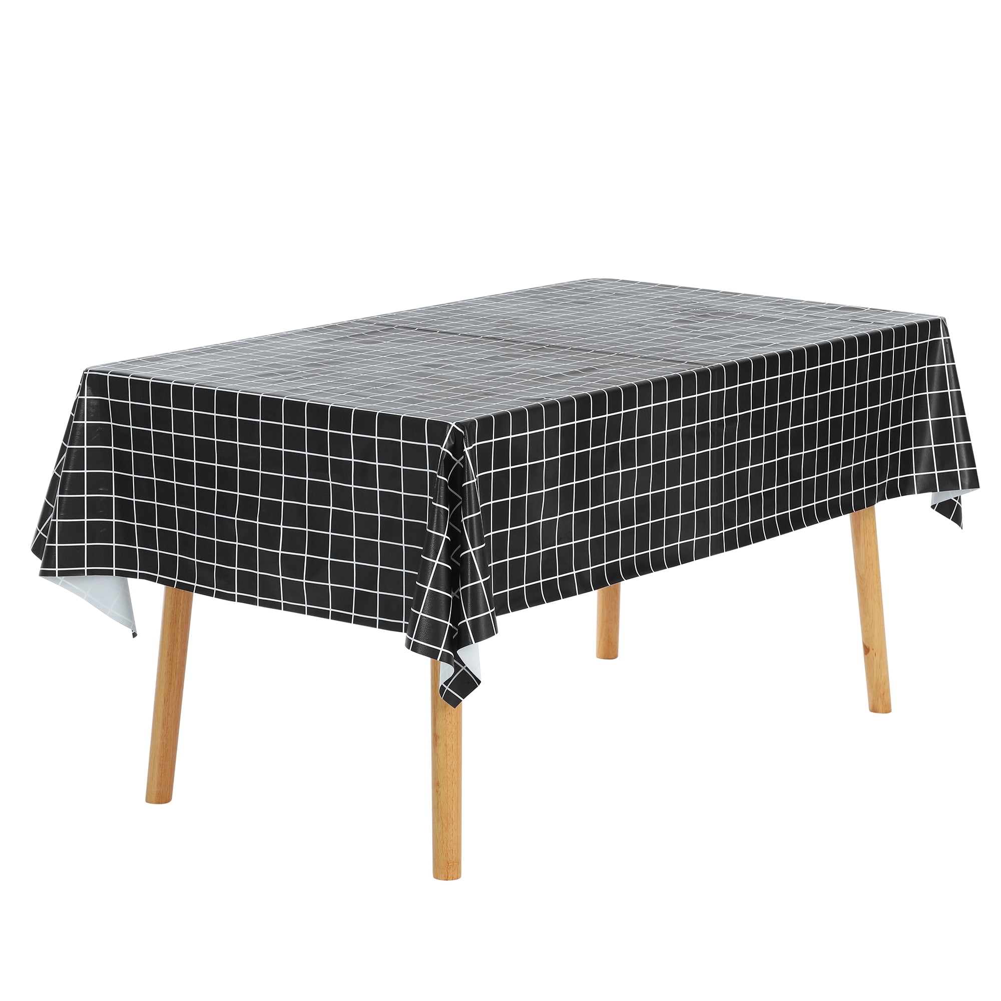Unique Bargains 1 Pack Rectangle Tablecloth, Waterproof Polyvinyl chloride Table Cover Black 47x47inch