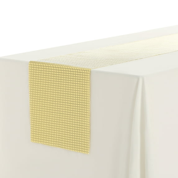 Unique Bargains 1 Pack Silver Table Flags Long Plaid Sequin Table Runners Champagne 12"x108"