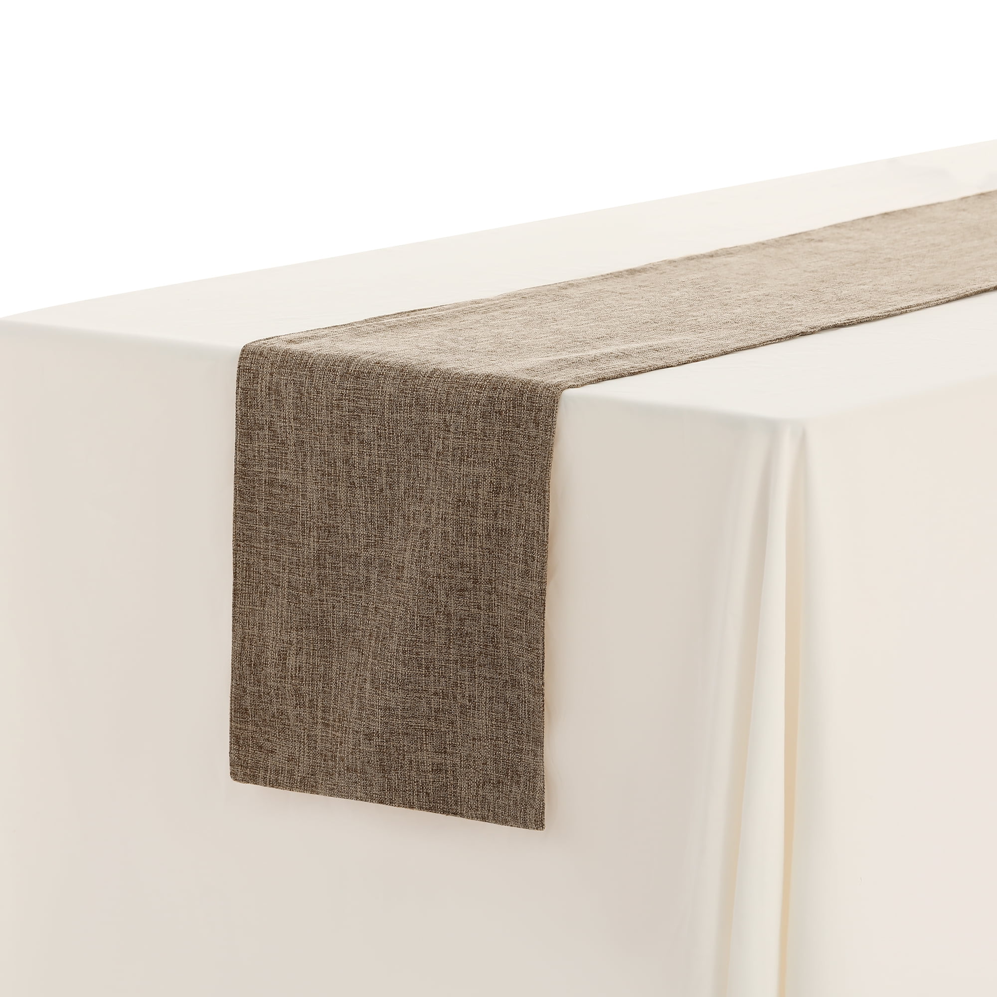 Unique Bargains 1 Pack Solid Color Table Runner Long Linen Table Banner Coffee 12"x83"