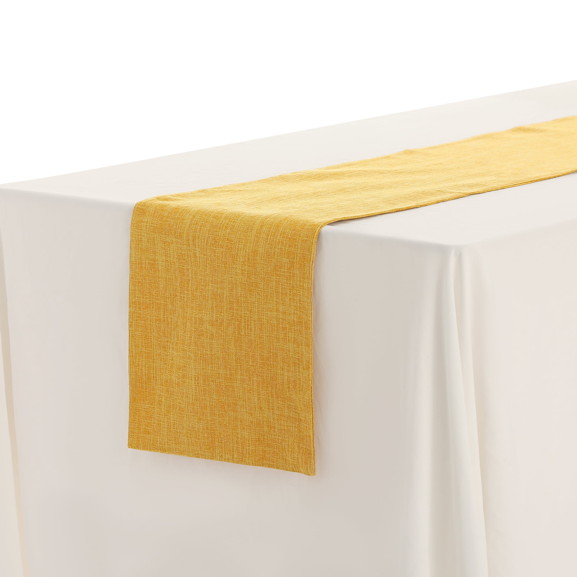 Unique Bargains 1 Pack Solid Color Table Runner Long Linen Table Banner Yellow 12"x63"