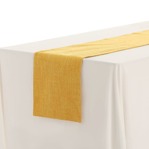 Unique Bargains 1 Pack Solid Color Table Runner Long Linen Table Banner Yellow 12"x63"