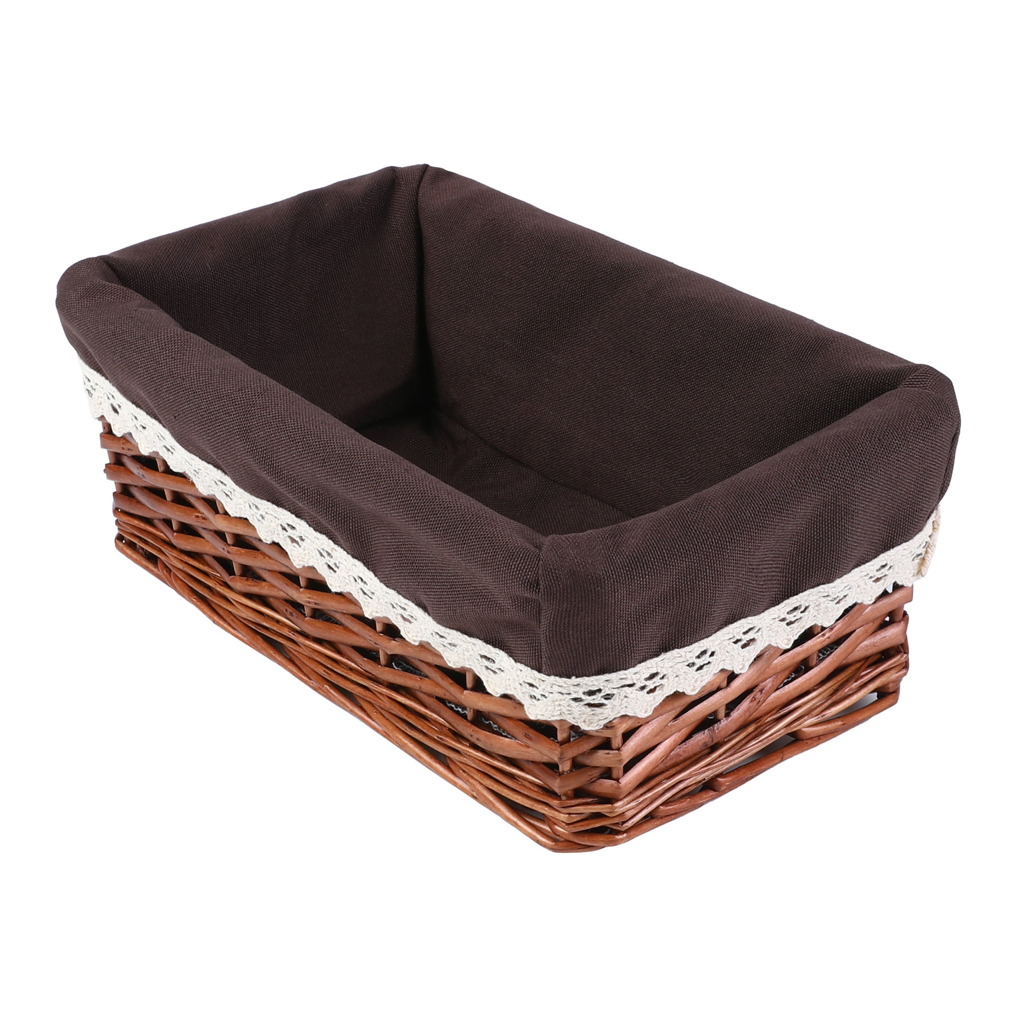 Unique Bargains 1 Pack Wicker Basket with Cloth Coffee 10.2*5.9*4.3in