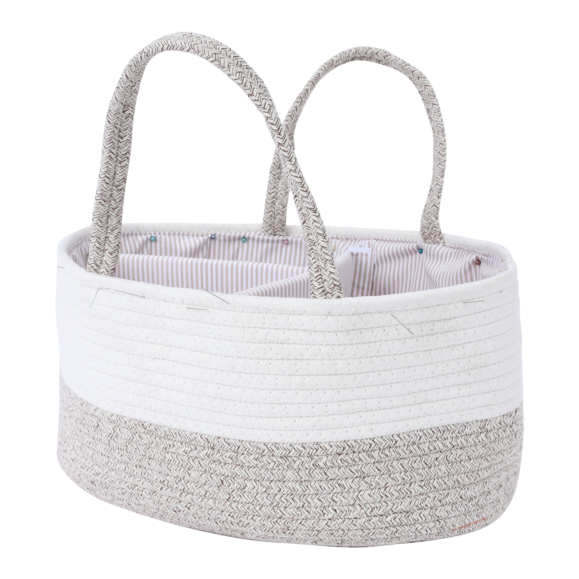 Unique Bargains 1 Pack Woven Storage Basket Bin with Divider and Handle