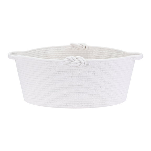 Unique Bargains 1 Pack Woven Storage Basket Bin with Handle for Clothes, Shoes White L