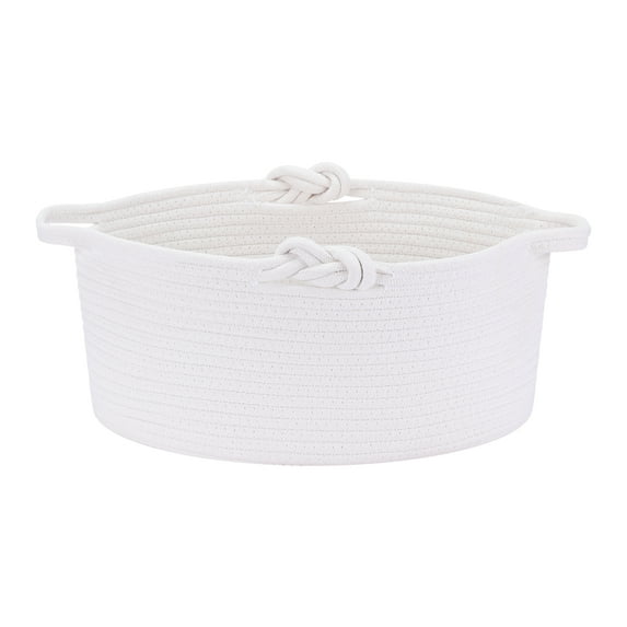 Unique Bargains 1 Pack Woven Storage Basket Bin with Handle for Clothes, Shoes White S