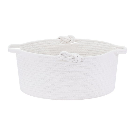 Unique Bargains 1 Pack Woven Storage Basket Bin with Handle for Clothes, Shoes White S