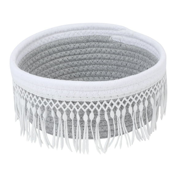 Unique Bargains 1 Pack Woven Storage Basket for Entryway Desk Gray 8.1*3.7in