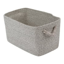 Unique Bargains 1 Pack Woven Storage Basket with Handles Light Coffee 15*9.8*9.1in