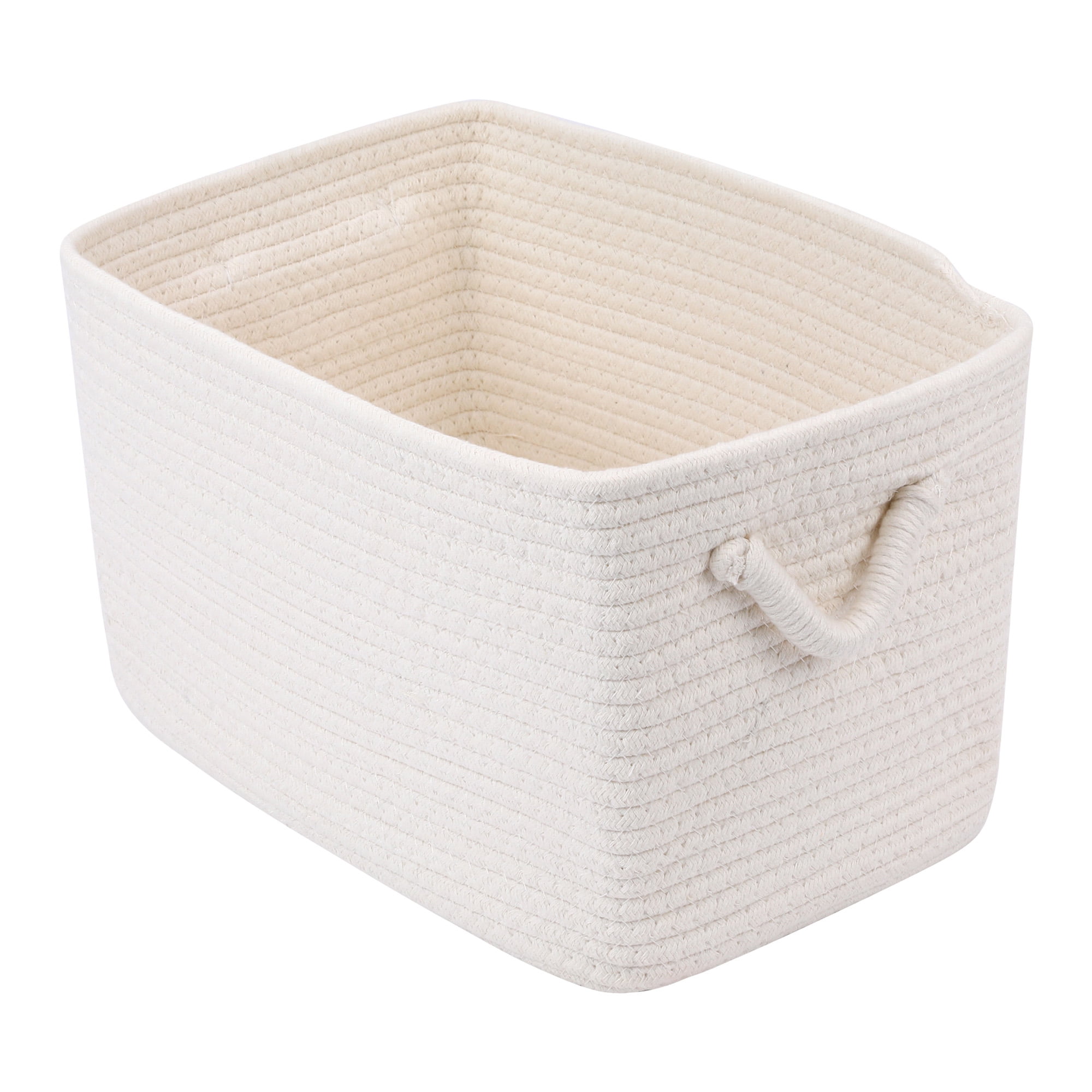 Unique Bargains 1 Pack Woven Storage Basket with Handles White 15*9.8*9.1in