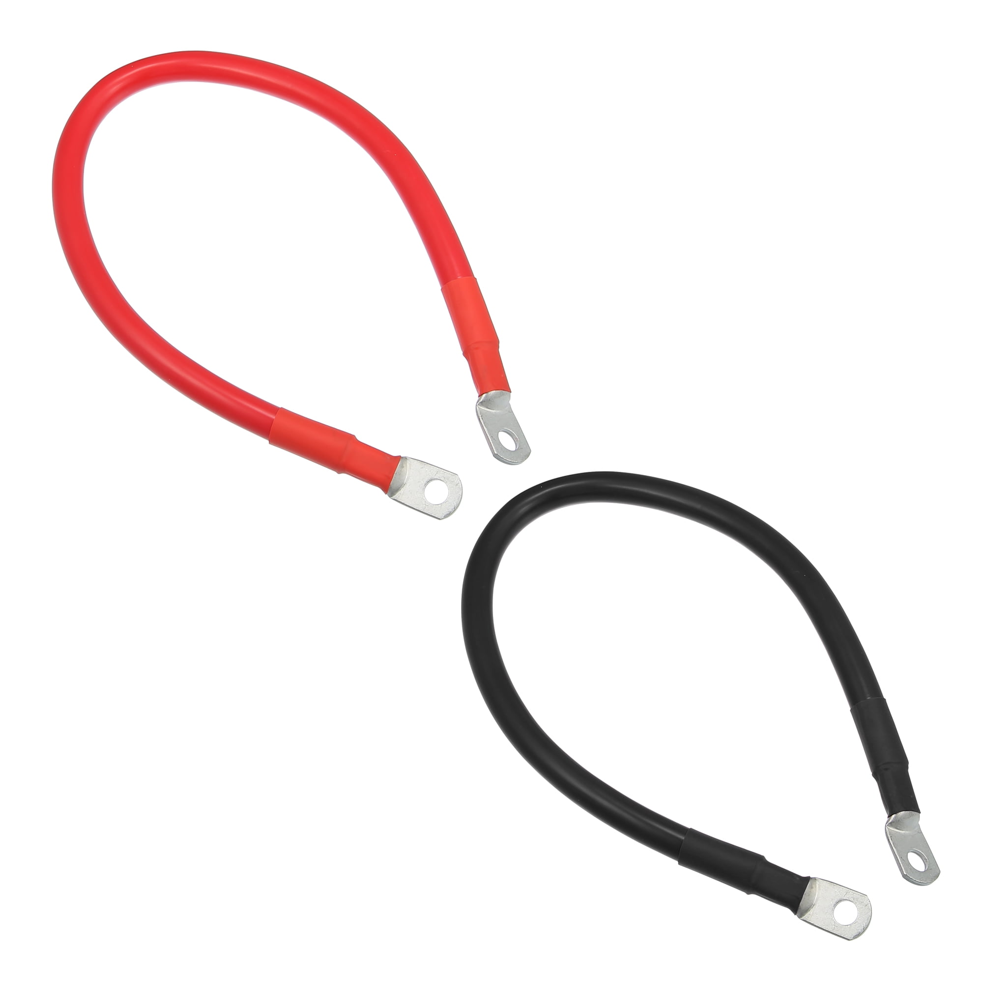 Unique Bargains 1 Pair 2 AWG Gauge 18" Battery Inverter Cable with 5/16" Ring Universal for Car Vehicle RV Black Red