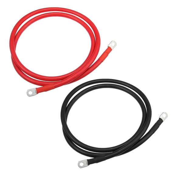 Unique Bargains 1 Pair 2 AWG Gauge 5ft Battery Inverter Cable with 3/8" 5/16" Ring Universal for Car Vehicle Black Red