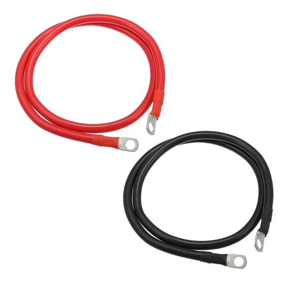 Unique Bargains 1 Pair 4 AWG Gauge 3ft Battery Inverter Cables with 3/8" Ring Universal for Car Vehicle RV Black Red