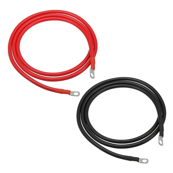 Unique Bargains 1 Pair 4 AWG Gauge 6ft Battery Inverter Cables with 3/8" Ring Universal for Car Vehicle RV Black Red
