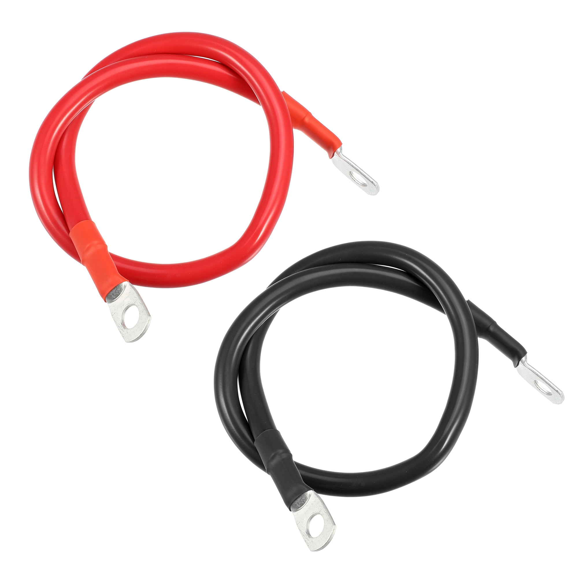 Unique Bargains 1 Pair 6 AWG Gauge 18" Battery Inverter Cables with 5/16" Ring Universal for Car Vehicle RV Black Red