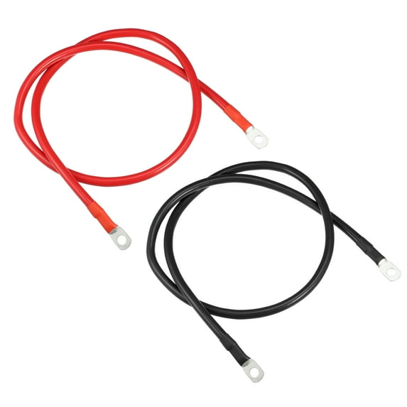 Unique Bargains 1 Pair 6 AWG Gauge 3ft Battery Inverter Cables with 5/16" Ring Universal for Car Vehicle RV Black Red