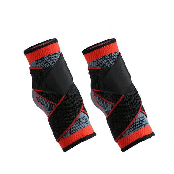 Unique Bargains 1 Pair Adjustable Ankle Brace Achilles Tendon Wrap Support Ankle Compression Sleeve Socks Red XL Size