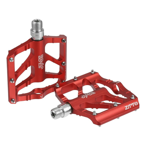 Unique Bargains 1 Pair Aluminum Alloy Rear Foot Peg Flat Pedal Footrests Red Fit 9/16 Inch Axles BMX MTB Bike Bicycle