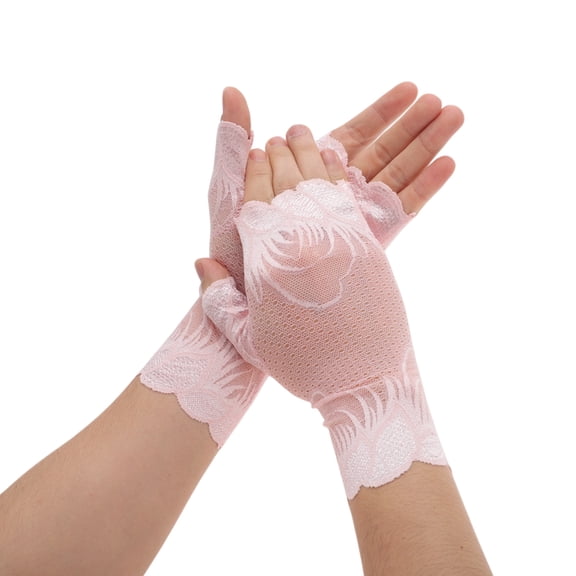 Unique Bargains 1 Pair Anti-slip Lace Manicure Gloves Pink