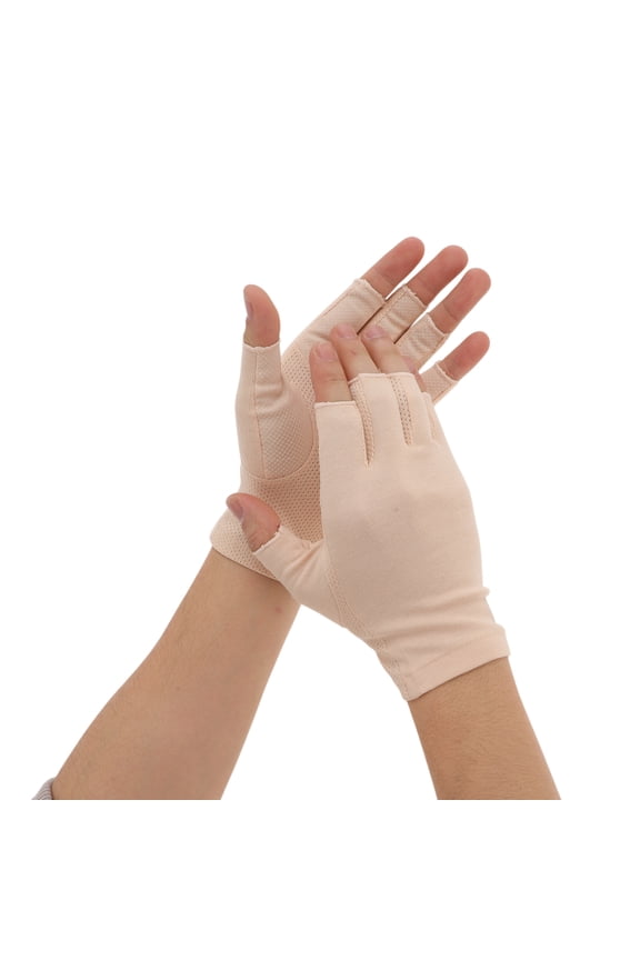 1 Pair Anti-slip Solid Color Manicure Gloves Beige