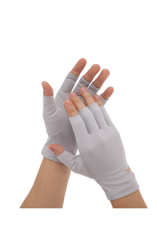 1 Pair Anti-slip Sunprotection Half Finger Manicure Gloves Gray