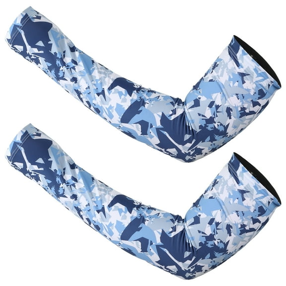 Unique Bargains 1 Pair Basketball Camouflage Arm Compression Sleeve L Size Navy Blue
