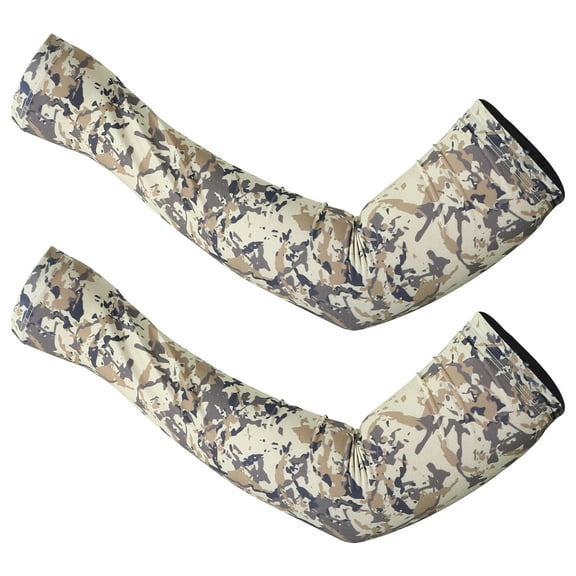 Unique Bargains 1 Pair Basketball Camouflage Arm Compression Sleeve L Size Yellow Brown