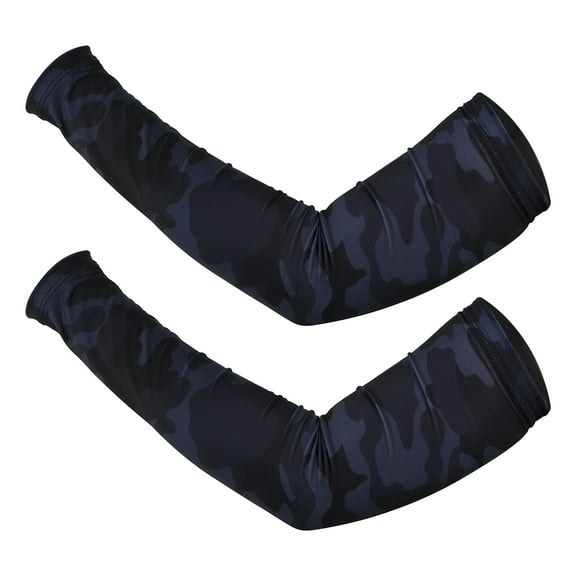 Unique Bargains 1 Pair Basketball Camouflage Arm Compression Sleeve XL Size Black Blue