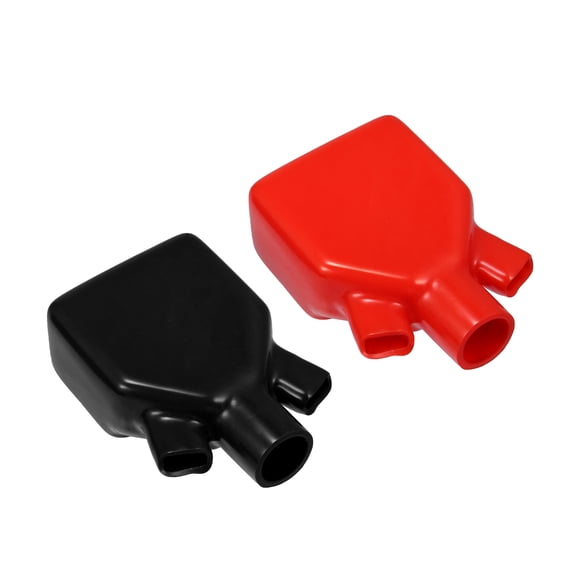 Unique Bargains 1 Pair Battery Terminal Insulation Covers 16mm 12mm Car Battery Post Cap Universal for Car Red Black