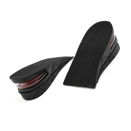 Unique Bargains 1 Pair Black Rubber Unisex 2 Layer Increase Height Shoes Heel Air Cushion In