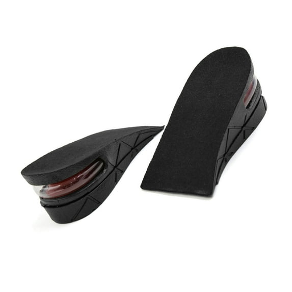 Unique Bargains 1 Pair Black Rubber Unisex 2 Layer Increase Height Shoes Heel Air Cushion In