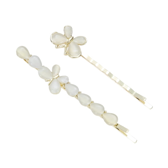 Unique Bargains 1 Pair Bobby Pin Butterfly Hair Clips Light Gold Tone