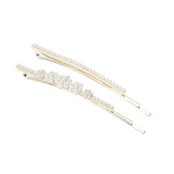 Unique Bargains 1 Pair Bobby Pin Flower Hair Clips Silver Tone White