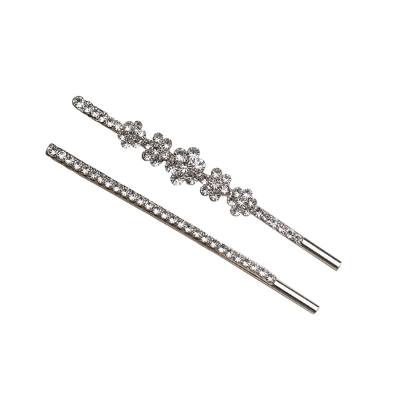 Unique Bargains 1 Pair Bobby Pin Flower Hair Clips Silver Tone