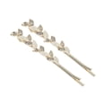 thumbnail image 1 of Unique Bargains 1 Pair Bobby Pin Leaf Shape Hair Clips Silver Tone White, 1 of 5
