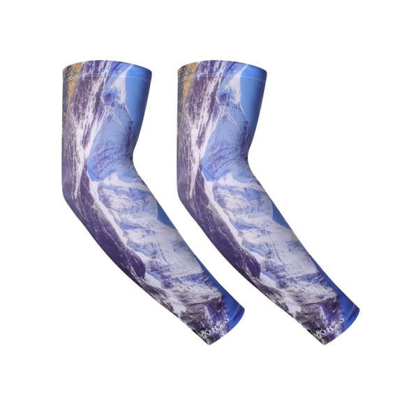 Unique Bargains 1 Pair Breathable Arm Sleeves for Outdoor Arm Cover Blue White