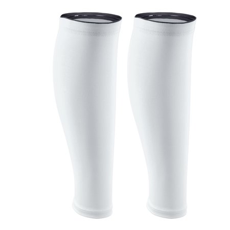 Unique Bargains 1 Pair Calf Compression Sleeve Leg Compression Socks Sore Muscles Polyester White L Size