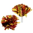 thumbnail image 1 of Unique Bargains 1 Pair Cheerleader Pom Poms Handle Cheerleading Practice Poms Red Gold Tone, 1 of 6