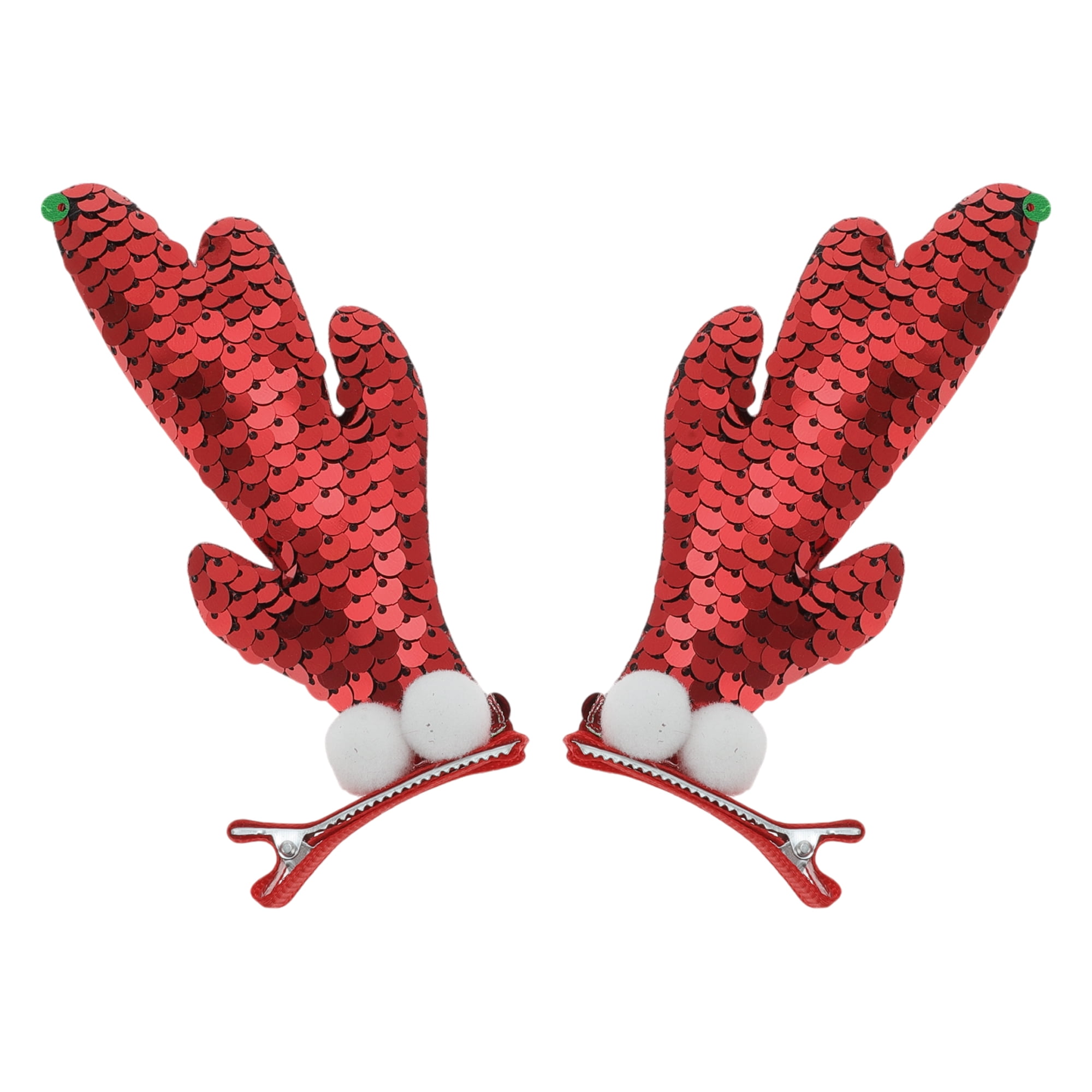 Unique Bargains 1 Pair Christmas Single Antlers Hair Clips Red 1.97"x0.79"x4.72"