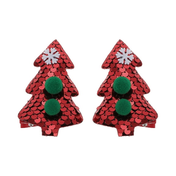 Unique Bargains 1 Pair Christmas Tree Hair Clips Hairdo Clip for Christmas 2.17"x1.18"x3.15" Red