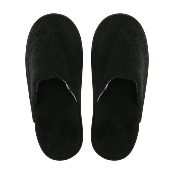 Unique Bargains 1 Pair Disposable Slippers Foldable Hotel Slippers for Family Black